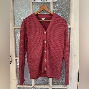 Women's Basketweave Sweater, Button-Front Cardigan. Medium.